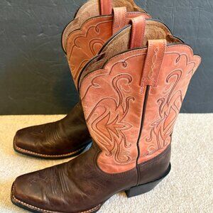 Ariat Square Toe Women's Cowboy Western Boots Size 10B Brown Tan Leather 15821